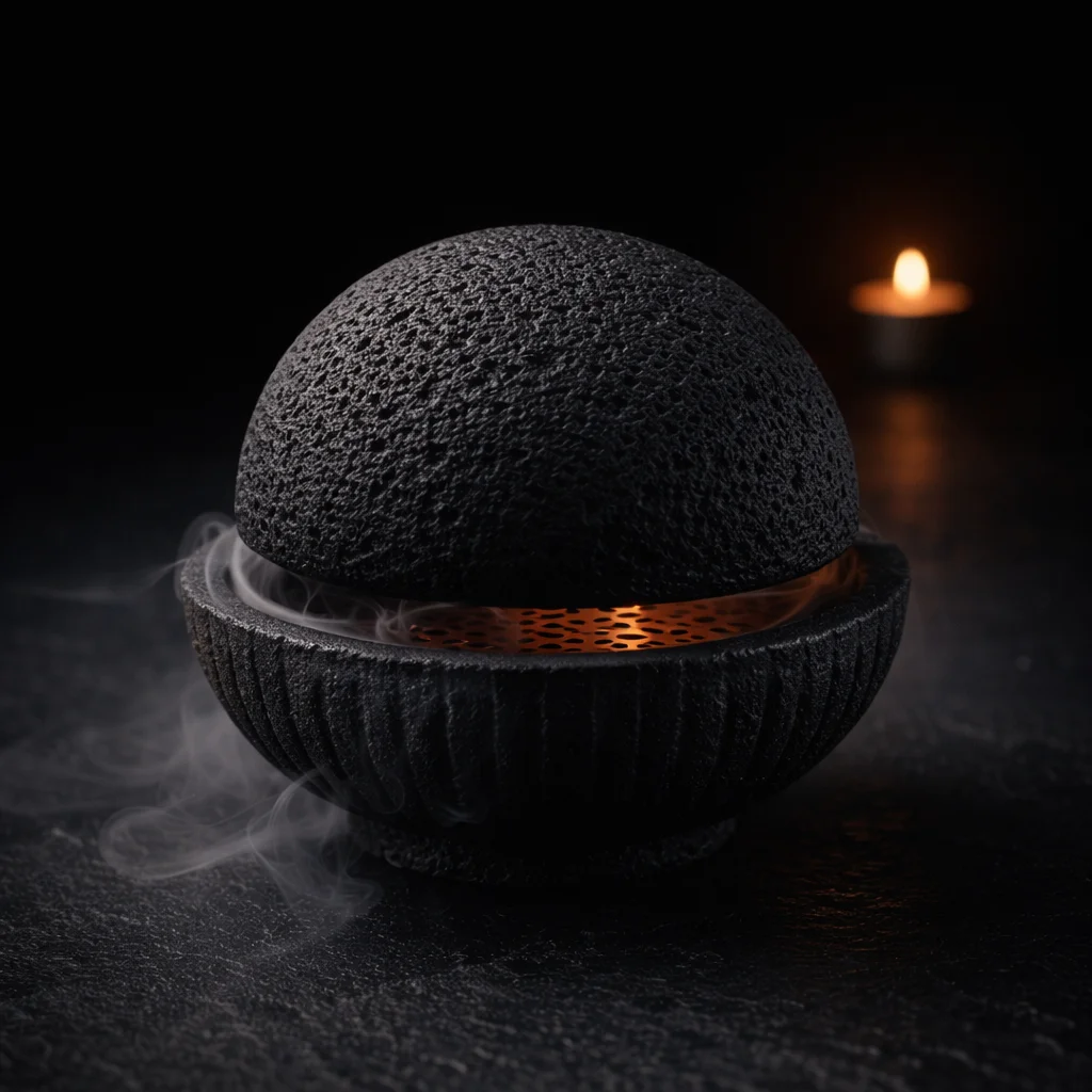 Vulkansten tallrik fran Lavaplatta servering - dramatisk bordspresentation